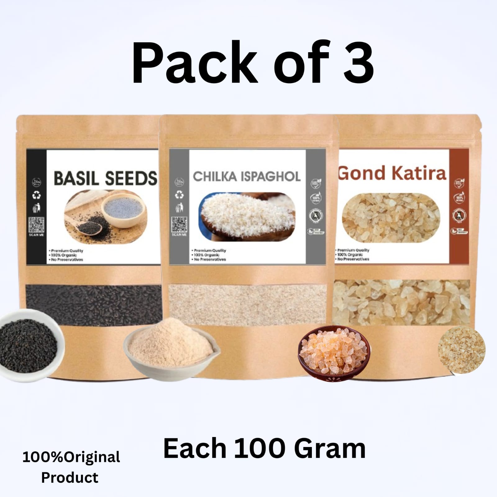 Pack of 3 (Tukham Balangu, Chilka Ispaghol, Gond Katira)
